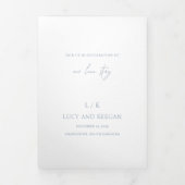 Invitation Trois Volets Monogramme intemporel Dusty Bleu élégant mariage (Page de couverture)