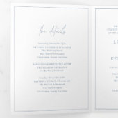 Invitation Trois Volets Monogramme intemporel Dusty Bleu élégant mariage (Intérieur en premier)