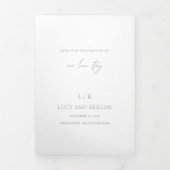 Invitation Trois Volets Monogramme intemporel Gris Mariage élégant (Page de couverture)