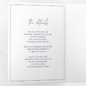 Invitation Trois Volets Monogramme intemporel Marine Bleu Mariage élégant (Intérieur en premier)