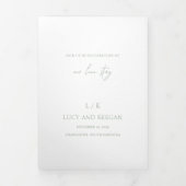 Invitation Trois Volets Monogramme intemporel Sage Vert Élégant Mariage (Page de couverture)