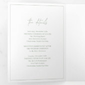 Invitation Trois Volets Monogramme intemporel Sage Vert Élégant Mariage (Intérieur en premier)