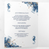 Invitation Trois Volets Monogramme marine marine Ampersand QR Code Mariage (Intérieur en premier)