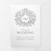 Invitation Trois Volets Monogramme mono feuille mariage tout-en-un (Page de couverture)