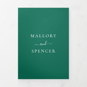 Invitation Trois Volets Monogramme Photo officielle Emerald Mariage vert