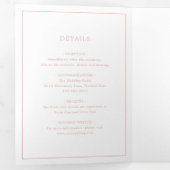 Invitation Trois Volets Monogramme rose clair simple Mariage élégant (Intérieur en premier)