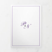Invitation Trois Volets Monogramme royal violet Mariage photo officiel (Page de couverture)