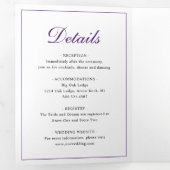 Invitation Trois Volets Monogramme royal violet Mariage photo officiel (Intérieur en premier)