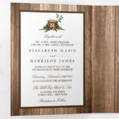 Invitation Trois Volets Monogramme rustique Country & Suite Mariage bois (Intérieur en premier)