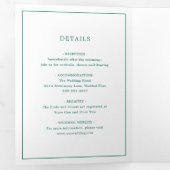 Invitation Trois Volets Monogramme vert émeraude simple Mariage élégant (Intérieur en premier)