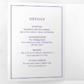 Invitation Trois Volets Monogramme violet simple Mariage élégant (Intérieur en premier)