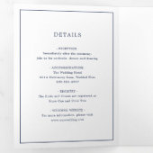 Invitation Trois Volets Monographie bleu marine simple Mariage élégant (Intérieur en premier)