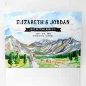 Invitation Trois Volets Montagne Rocheuse Rustique | Mariage illustré (Intérieur en premier)