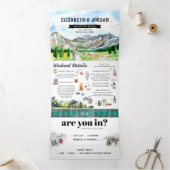 Invitation Trois Volets Montagne Rocheuse Rustique | Mariage illustré (Intérieur)