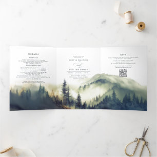 Invitation Trois Volets Montagnes du soir Mist Panorama Mariage Photo