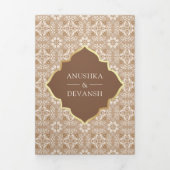 Invitation Trois Volets Motif Brown beige tout en un Mariage indien (Page de couverture)