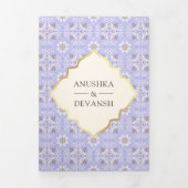 Invitation Trois Volets Motif de lavande d'ivoire en un seul Mariage indie (Page de couverture)
