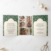 Invitation Trois Volets Motif d'émeraude d'ivoire en un seul Mariage indie (Intérieur)