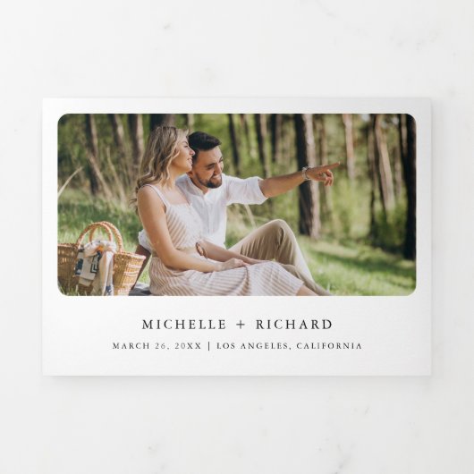 Invitation Trois Volets Mountain Forest Deer QR Code Photo Collage Wedding (Page de couverture)