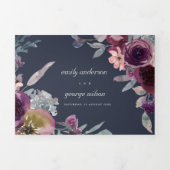 INVITATION TROIS VOLETS NAVY KRAFT PURPLE LILAC MARIAGE DE COULEUR D'EAU F (Page de couverture)
