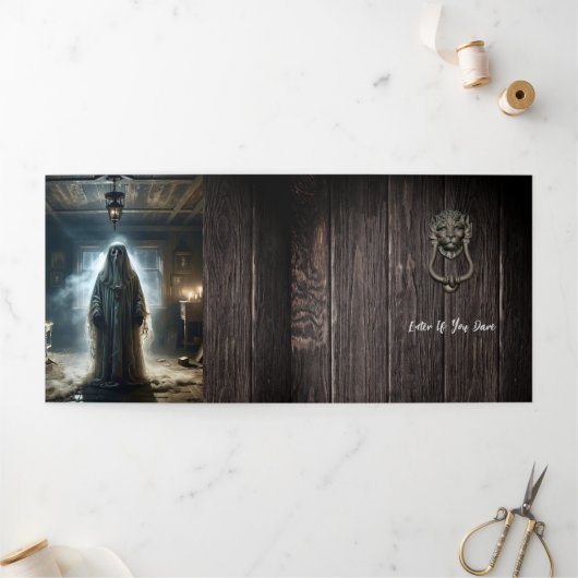 Invitation Trois Volets N'ayez pas peur de la fête d'Halloween (Extérieur)