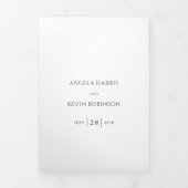 Invitation Trois Volets Nettoyer noir et blanc QR Code moderne Mariage (Page de couverture)