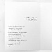 Invitation Trois Volets Nettoyer noir et blanc QR Code moderne Mariage (Intérieur en premier)