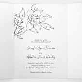 Invitation Trois Volets Neutral Line Art Floral Mariage élégant (Intérieur au milieu)
