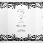 Invitation Trois Volets Noir & Blanc dentelle élégant mariage (Intérieur au milieu)