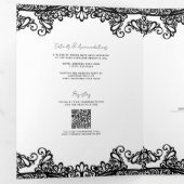 Invitation Trois Volets Noir & Blanc dentelle élégant mariage (Intérieur en premier)