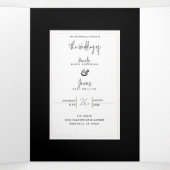 Invitation Trois Volets Noir Blanc Or moderne minimal mariage élégant (Intérieur au milieu)