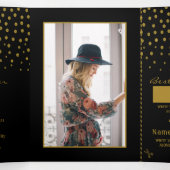 Invitation Trois Volets Noir et or à pois, Suite pour Baby Shower (Intérieur au milieu)