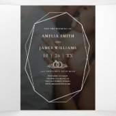 Invitation Trois Volets Noir Moderne Enregistrer La Date Typographie Photo (Intérieur au milieu)