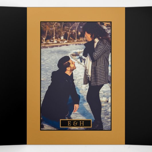 Invitation Trois Volets Noir & Or moderne, Suite Mariage (Intérieur au milieu)