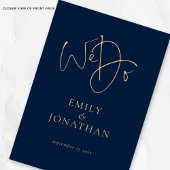 Invitation Trois Volets Nous faisons Marine et Gold Photo QR Code Timeline