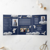 Invitation Trois Volets Nuages Célébration de la vie Photo Nécrologie Trip (Intérieur)