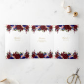 Invitation Trois Volets Nuestra Boda Bourgogne Blue Floral Wedding Invitat (Intérieur)