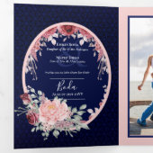 Invitation Trois Volets Nuestra Boda Bourgogne Blue Floral Wedding Invitat (Intérieur en premier)