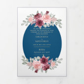 Invitation Trois Volets Nuestra Boda Bourgogne Blue Floral Wedding Invitat (Page de couverture)