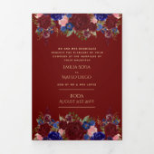 Invitation Trois Volets Nuestra Boda Bourgogne Blue Floral Wedding Invitat (Page de couverture)