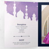 Invitation Trois Volets Nuits violettes Arabes Aquarelle Quinceañera Tri-F (Intérieur en premier)