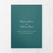 Invitation Trois Volets Old Money Teal Classic Wedding (Page de couverture)