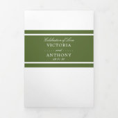 Invitation Trois Volets Olive foncé Vert Mariage moderne Suite (Page de couverture)