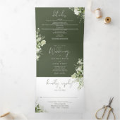 Invitation Trois Volets Olive Modern Botanical Greenery Mariage photo (Intérieur)