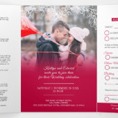 Invitation Trois Volets Option de repas de mariage blanc rouge gui RSVP (Intérieur au milieu)