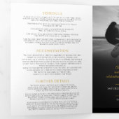 Invitation Trois Volets Option de repas de mariage noir or blanc monogramm (Intérieur en premier)