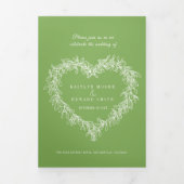 Invitation Trois Volets Option de repas de mariage vert et blanc gui RSVP (Page de couverture)