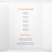 Invitation Trois Volets Orange cadre courbe Trois diplômes photo (Intérieur au milieu)