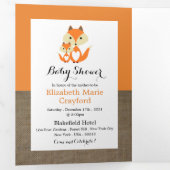 Invitation Trois Volets Orange Fox Burlap, Suite Baby shower (Intérieur en premier)