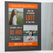 Invitation Trois Volets Orange Moderne Bloc 5-Photo Graduation (Intérieur en premier)